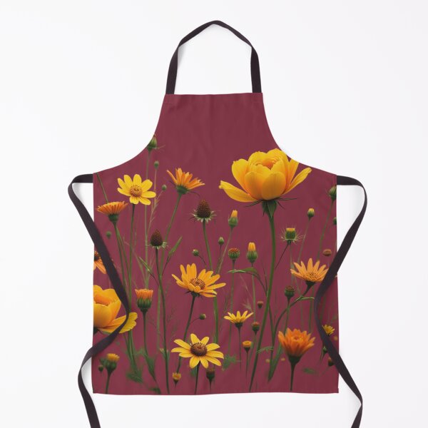 Item preview, Wildflowers and a Yellow Rose to the Right #3 - Deep Burgundy Background #5011DBD designed and sold by Wildflower Rose.