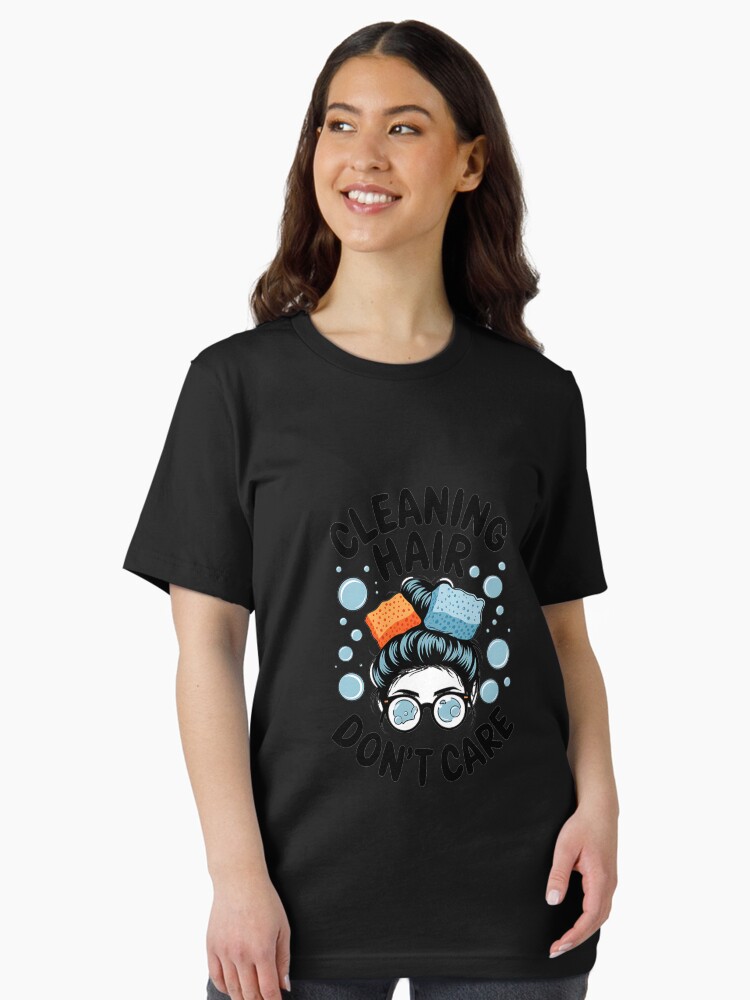 Thumbnail 2 of 7, Essential T-Shirt, Cute Cleaning Lady - Cleaning Hair Don’t Care designed and sold by BoriZ999.