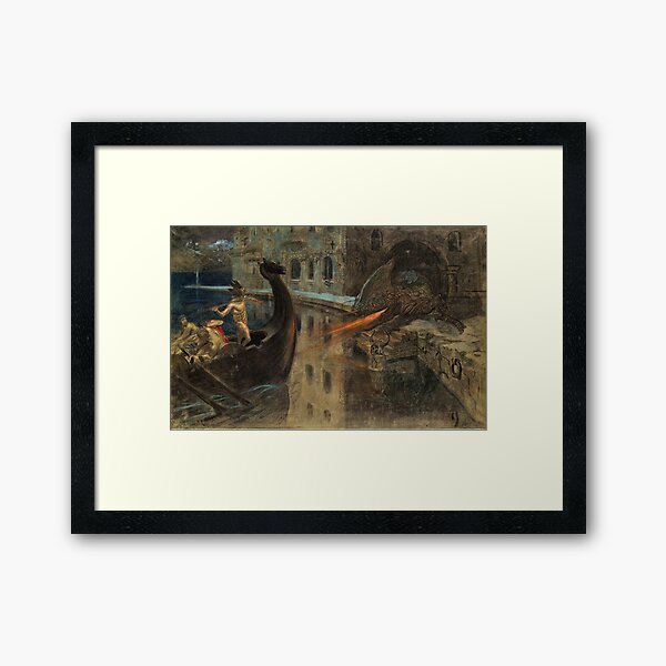 Item preview, Fighting a dragon  Mythological Scene - Alexander Rothaug designed and sold by Vintage Designs +.