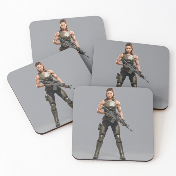 Item preview,   A scifi warrior woman in full metal armor carrying a fantasy assault rifle designed and sold by Vintage Designs +.