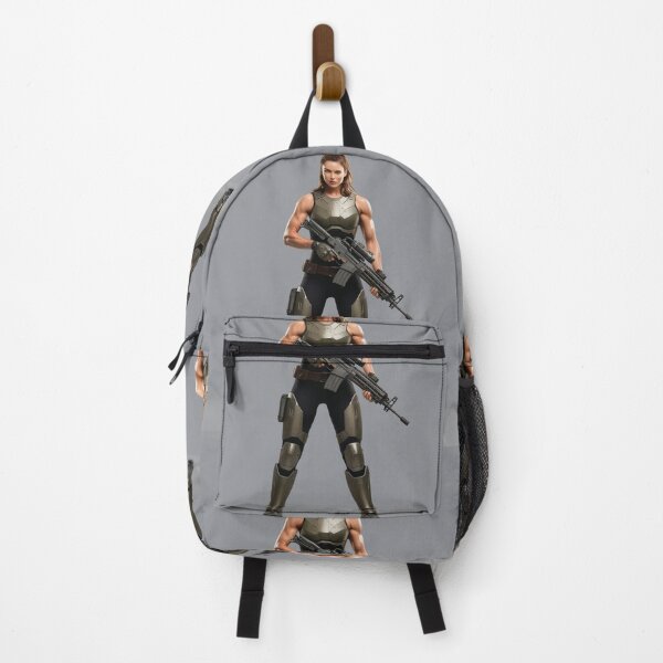 Item preview, A scifi warrior woman in full metal armor carrying a fantasy assault rifle designed and sold by Vintage Designs +.
