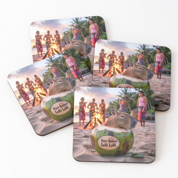 Item preview, Burr Baloni Lulli Lolli Capibarello Cocossini Brainrot Scene -bonfire to celebrate the arrival of the capybara-coconut designed and sold by EmeraldeaArt.