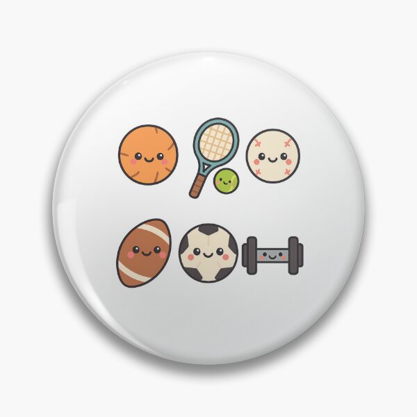 Aperçu de l'œuvre Basket-ball mignon et souriant Kawaii Sport créée et vendue par GinColorist.