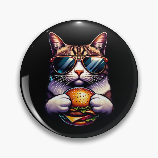 Item preview, Cool cat eating a burger designed and sold by ReneMM.