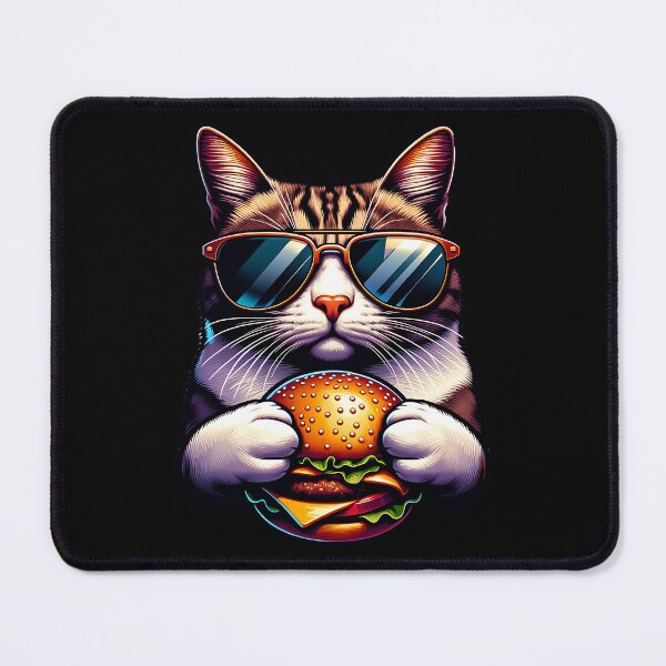Item preview, Cool cat eating a burger designed and sold by ReneMM.