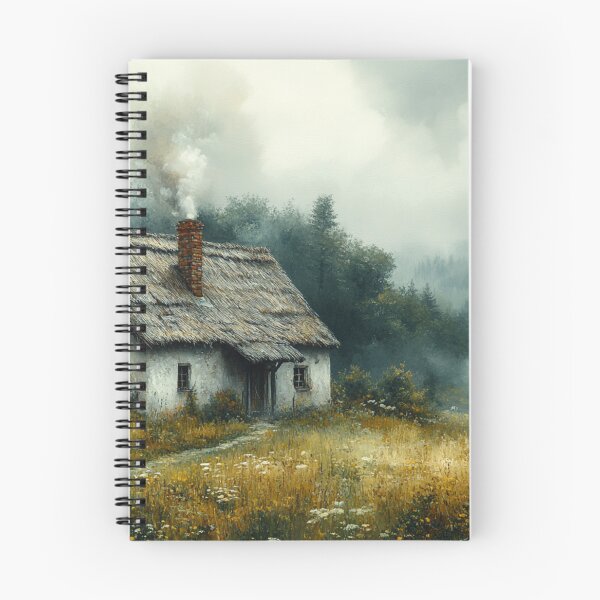 Item preview, Mountain cottage in the fog, painting style designed and sold by ArtNames.