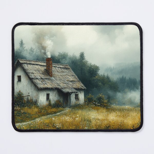 Item preview, Mountain cottage in the fog, painting style designed and sold by ArtNames.