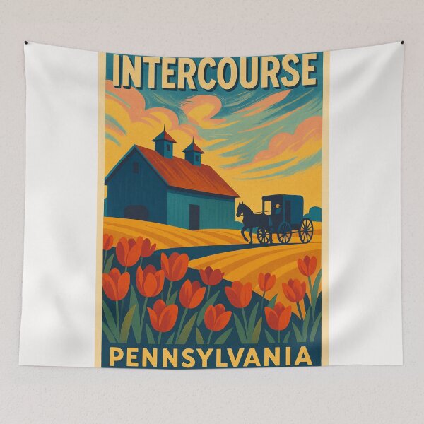 Item preview, Intercourse Pennsylvania Amish Country with Tulip Fields and Barns designed and sold by Places On Earth.