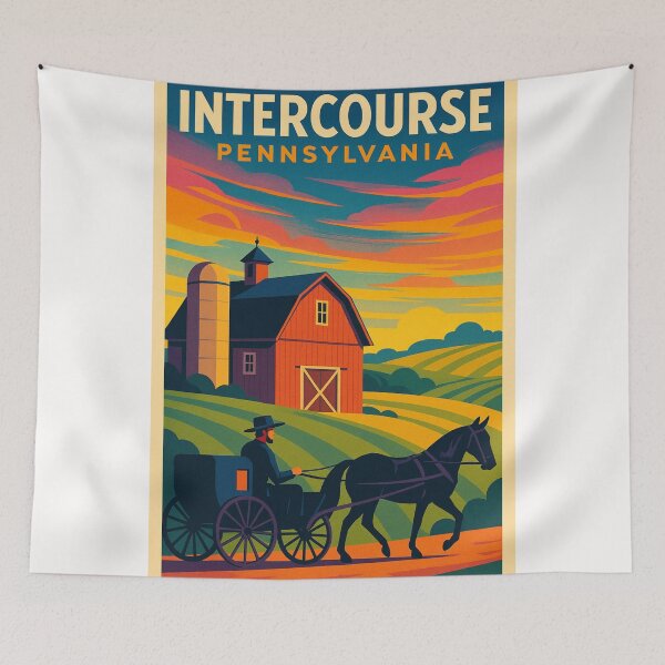 Item preview, Intercourse Pennsylvania Countryside Barns and Horse Buggy in Lancaster County USA designed and sold by Places On Earth.