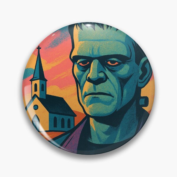 Item preview, Frankenstein Missouri Character Illustration with Historic Church in Midwest USA designed and sold by Places On Earth.