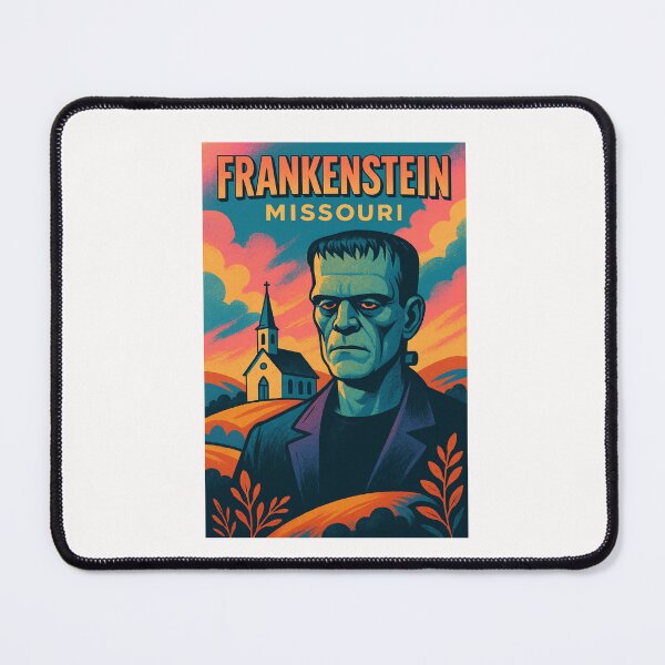 Item preview, Frankenstein Missouri Character Illustration with Historic Church in Midwest USA designed and sold by Places On Earth.
