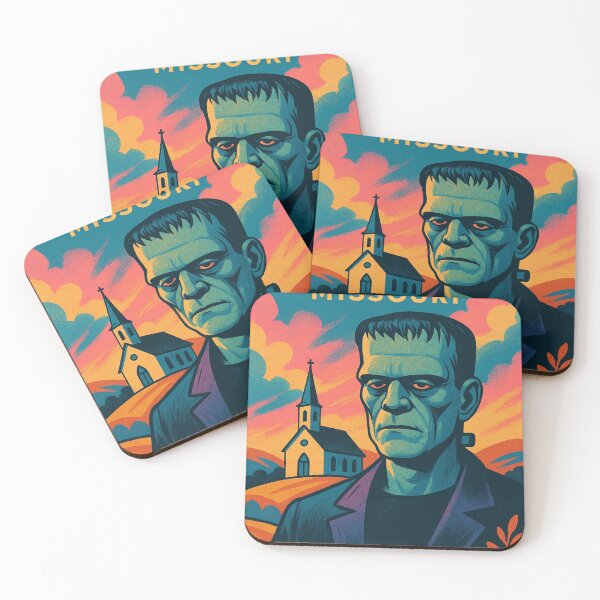 Item preview, Frankenstein Missouri Character Illustration with Historic Church in Midwest USA designed and sold by Places On Earth.