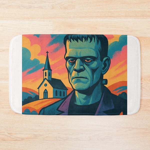 Item preview, Frankenstein Missouri Character Illustration with Historic Church in Midwest USA designed and sold by Places On Earth.