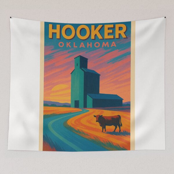 Item preview, Hooker Oklahoma Grain Elevator and Sunset Prairie Landscape in Texas County USA designed and sold by Places On Earth.