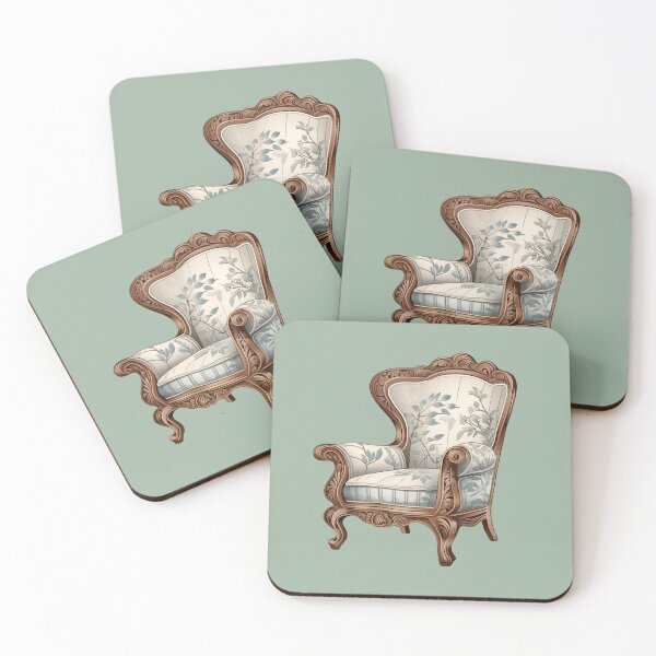 Item preview, Vintage chair with floral pattern cushions designed and sold by Wildflowerfae.