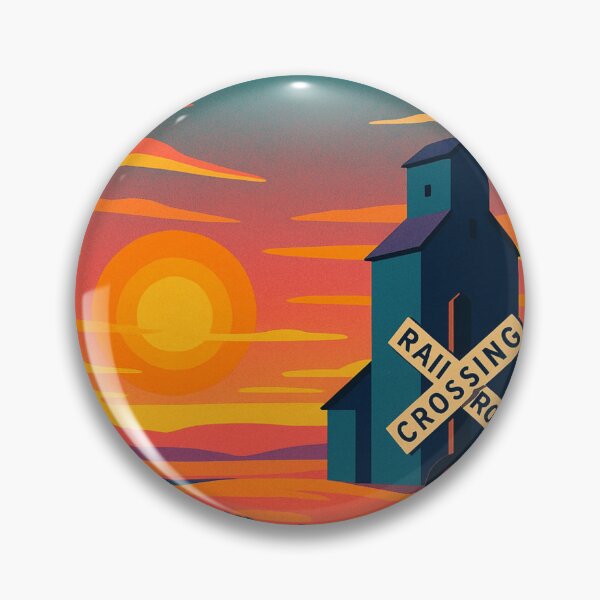 Item preview, Hooker Oklahoma Railroad Crossing and Grain Elevator at Sunset in Midwest USA designed and sold by Places On Earth.