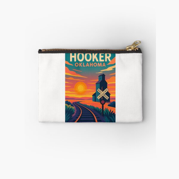 Item preview, Hooker Oklahoma Railroad Crossing and Grain Elevator at Sunset in Midwest USA designed and sold by Places On Earth.