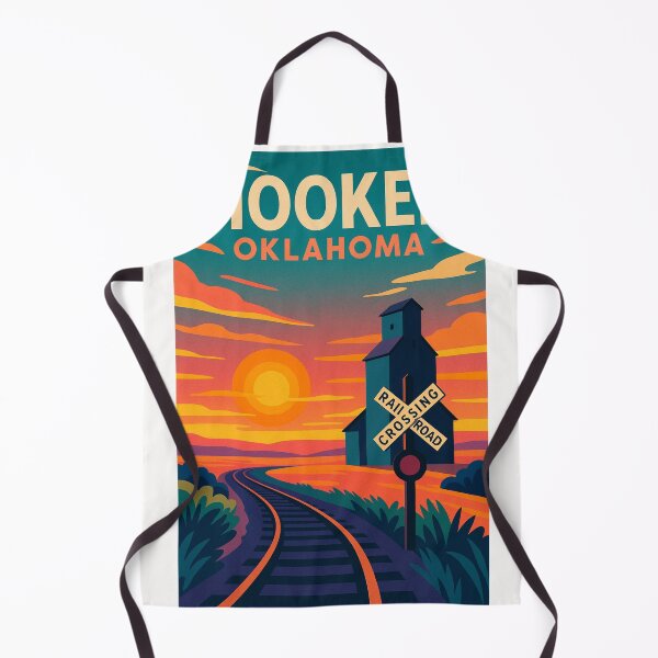 Item preview, Hooker Oklahoma Railroad Crossing and Grain Elevator at Sunset in Midwest USA designed and sold by Places On Earth.