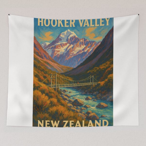 Item preview, Hooker Valley New Zealand Swing Bridge and Mount Cook in Aoraki National Park designed and sold by Places On Earth.