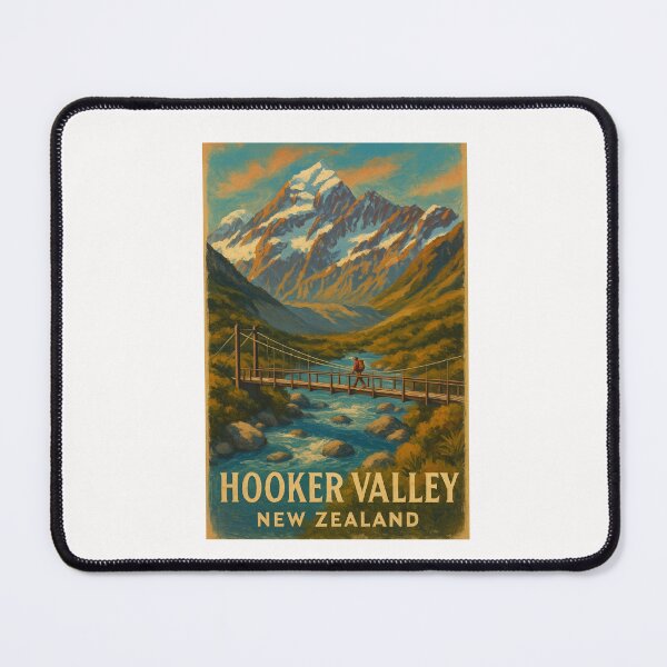 Item preview, Hooker Valley New Zealand Mount Cook View with Alpine Bridge and River Trail designed and sold by Places On Earth.