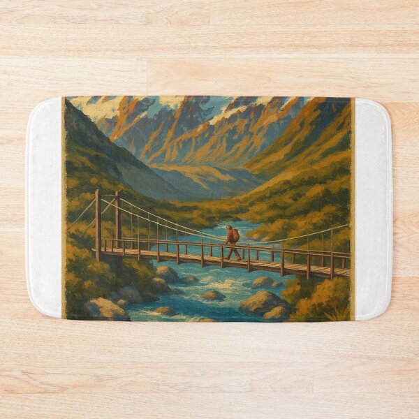 Item preview, Hooker Valley New Zealand Mount Cook View with Alpine Bridge and River Trail designed and sold by Places On Earth.