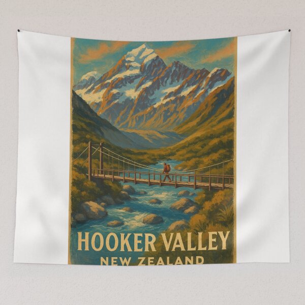 Item preview, Hooker Valley New Zealand Mount Cook View with Alpine Bridge and River Trail designed and sold by Places On Earth.