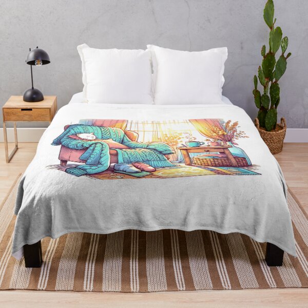Item preview, Cozy Cat Armchair Poster – Warm Blanket, Coffee, and Sunlight Art designed and sold by NSB-Design.