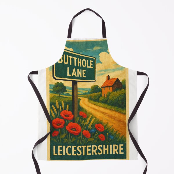 Artikelvorschau, Butthole Lane Zeichen in Shepshed, Leicestershire, England Landschaft entworfen und verkauft von Places On Earth.
