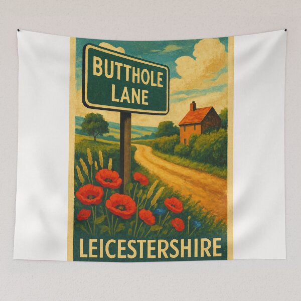 Item preview, Butthole Lane Sign in Shepshed Leicestershire England Countryside designed and sold by Places On Earth.
