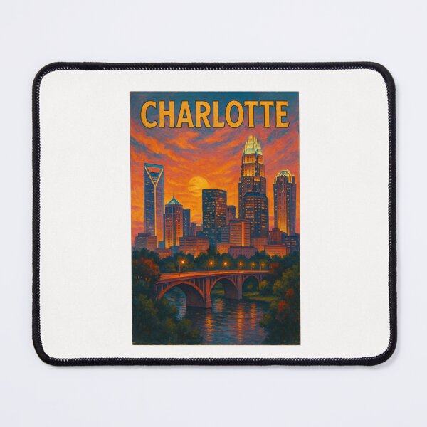 Item preview, Charlotte North Carolina City Skyline at Sunset over Uptown Bridges USA designed and sold by Places On Earth.