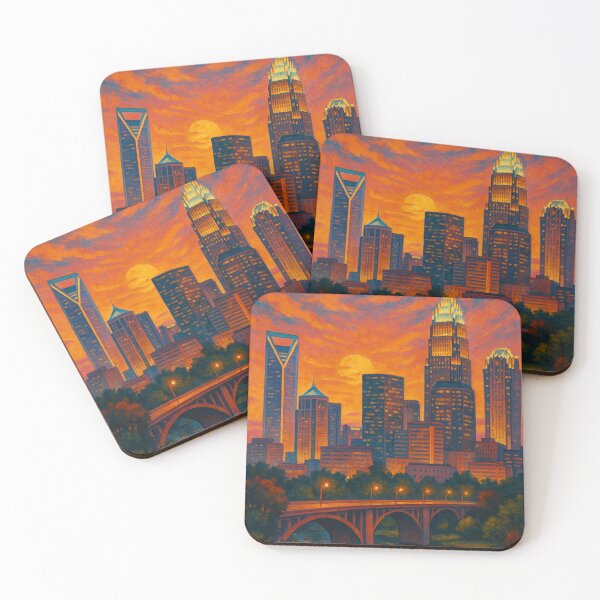 Item preview, Charlotte North Carolina City Skyline at Sunset over Uptown Bridges USA designed and sold by Places On Earth.