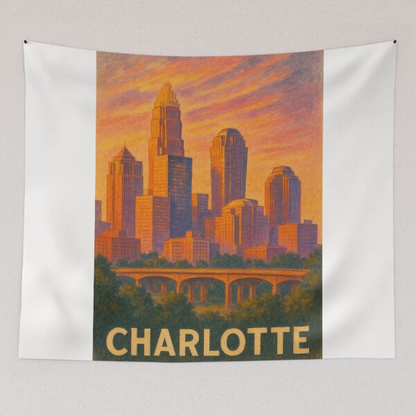 Item preview, Charlotte North Carolina Evening Skyline in Southern USA Queen City designed and sold by Places On Earth.