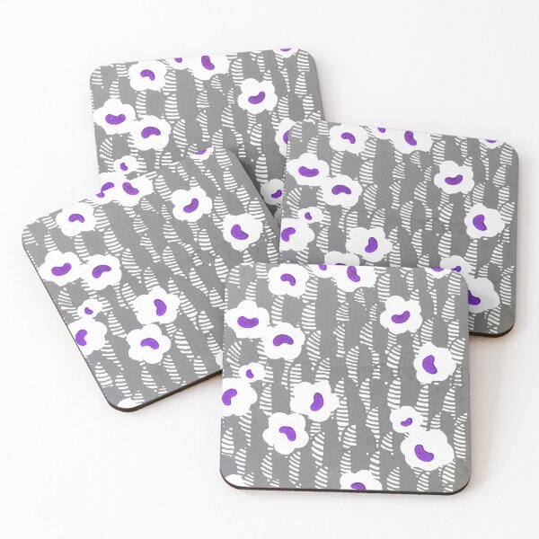 Item preview, Vintage Wallpaper Design: Cheerful Purple and White Flowers on Slate Gray Pattern designed and sold by PureVintageLove.