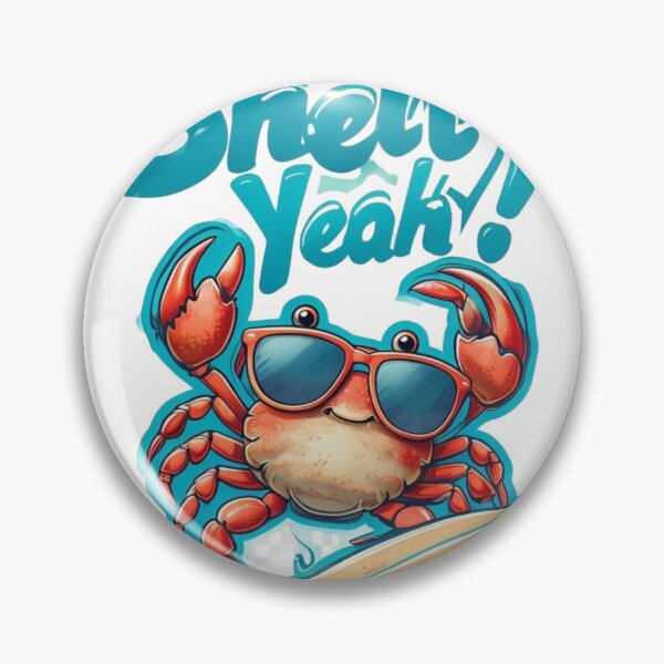 Artikelvorschau, "Surfing Crab Vibes | Shell Yeah Beach Sticker | Lustiger Sommerspaß" entworfen und verkauft von Imaginarium of Chaos falcon88 .