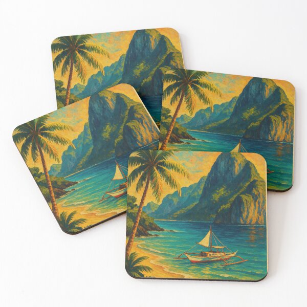 Item preview, El Nido Palawan Tropical Beach and Boat in Bacuit Bay Philippines designed and sold by Places On Earth.