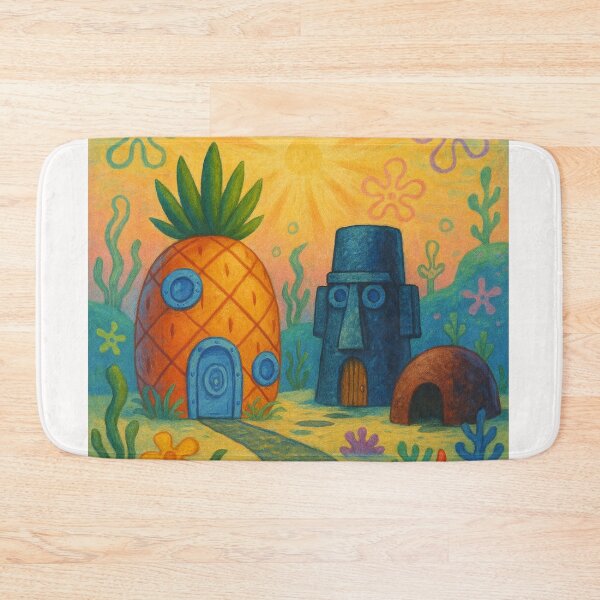Item preview, Bikini Bottom Underwater Coral Town with Pineapple House and Ocean Scene designed and sold by Places On Earth.