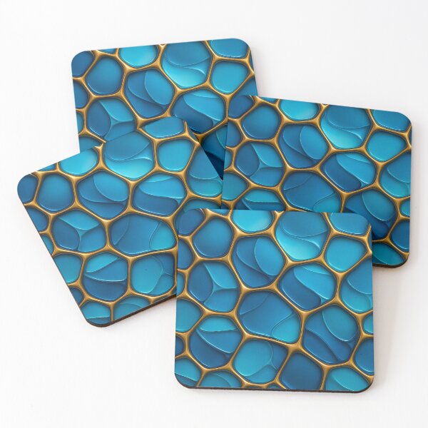 Item preview, Blue and Gold Organic Cell Pattern designed and sold by Kaleidoscope Print.