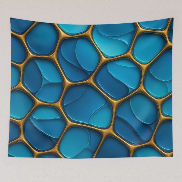 Item preview, Blue and Gold Organic Cell Pattern designed and sold by Kaleidoscope Print.