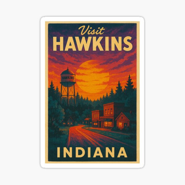 Item preview, Hawkins Indiana Railway Crossing Sunset Forest Road Scene USA Midwest designed and sold by Aryabek.