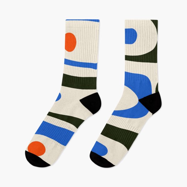 Item preview, Mid Century Modern Piquet Retro Abstract Minimalist Mod Pattern Bold Blue Black Orange Off White designed and sold by kierkegaard.
