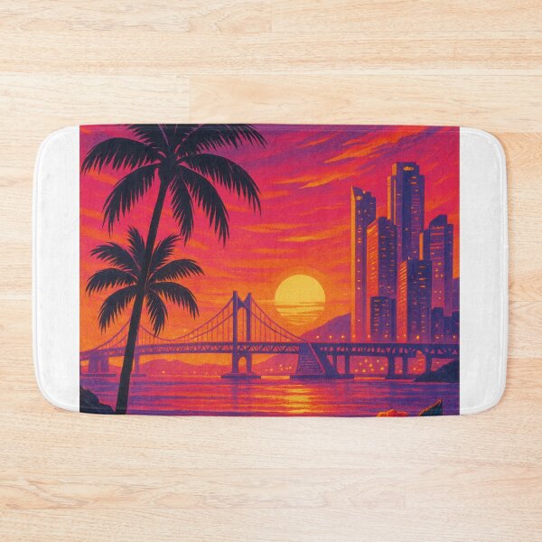 Item preview, Busan South Korea Gwangalli Beach and Gwangan Bridge Sunset Skyline View designed and sold by Aryabek.