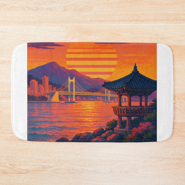 Item preview, Busan South Korea Coastal Pavilion and Gwangan Bridge Sunset Cityscape designed and sold by Aryabek.