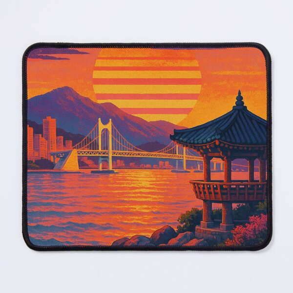Item preview, Busan South Korea Coastal Pavilion and Gwangan Bridge Sunset Cityscape designed and sold by Aryabek.