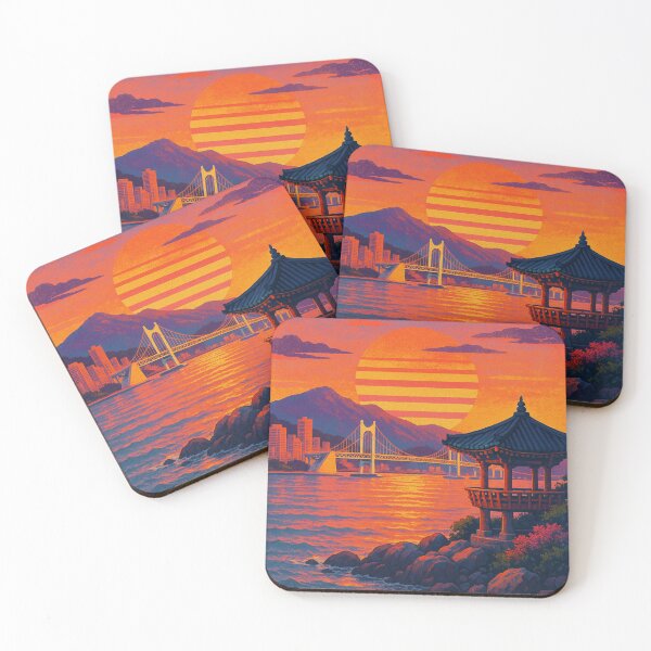 Item preview, Busan South Korea Coastal Pavilion and Gwangan Bridge Sunset Cityscape designed and sold by Aryabek.