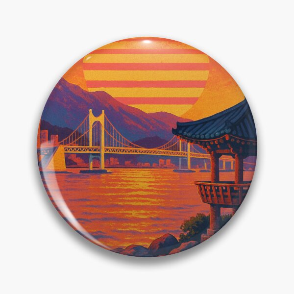 Item preview, Busan South Korea Coastal Pavilion and Gwangan Bridge Sunset Cityscape designed and sold by Aryabek.