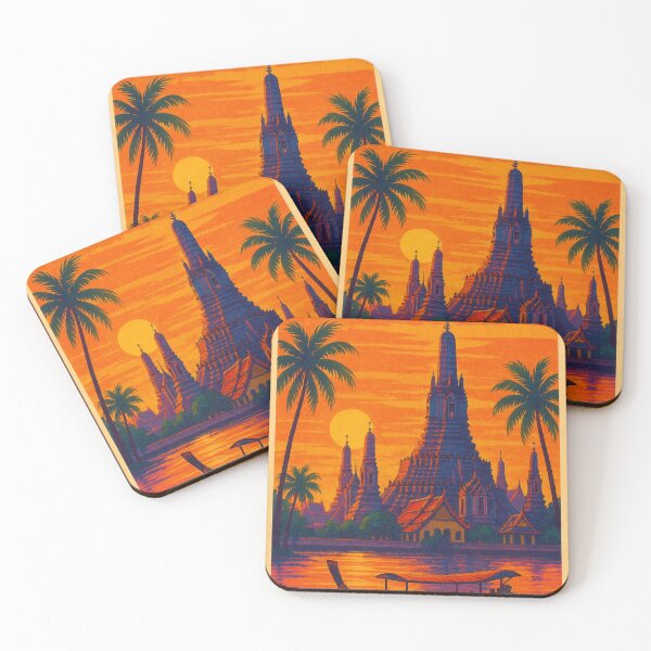 Item preview, Bangkok Thailand Wat Arun Temple on Chao Phraya River Sunset Asia Landmark designed and sold by Aryabek.