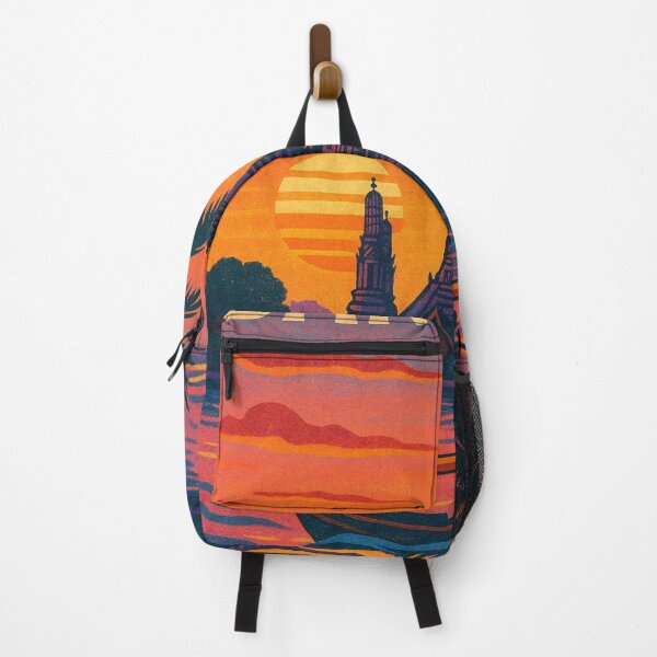 Item preview, Bangkok Thailand Sunset River Scene with Longtail Boat and Wat Arun Temple designed and sold by Aryabek.