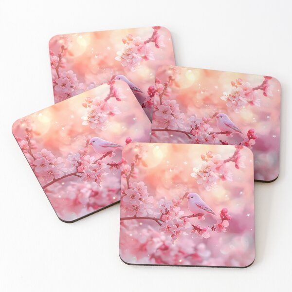 Item preview, Soft Pink Bird on Blossom Branch designed and sold by AI-Only Creations.