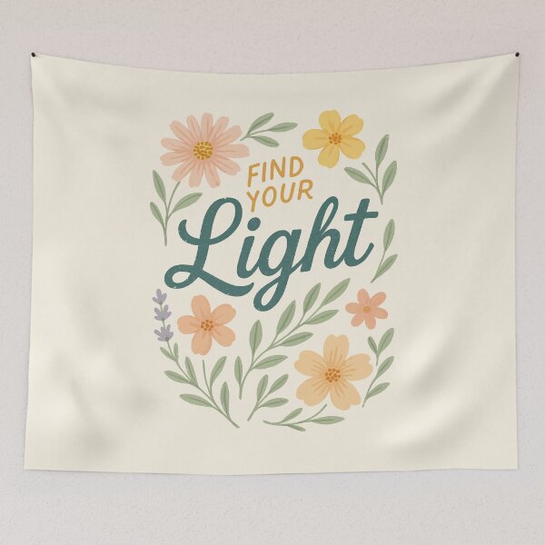 Item preview, Find Your Light – Inspirational Quote – Pastel Floral Hand-Drawn Design designed and sold by gitarus.