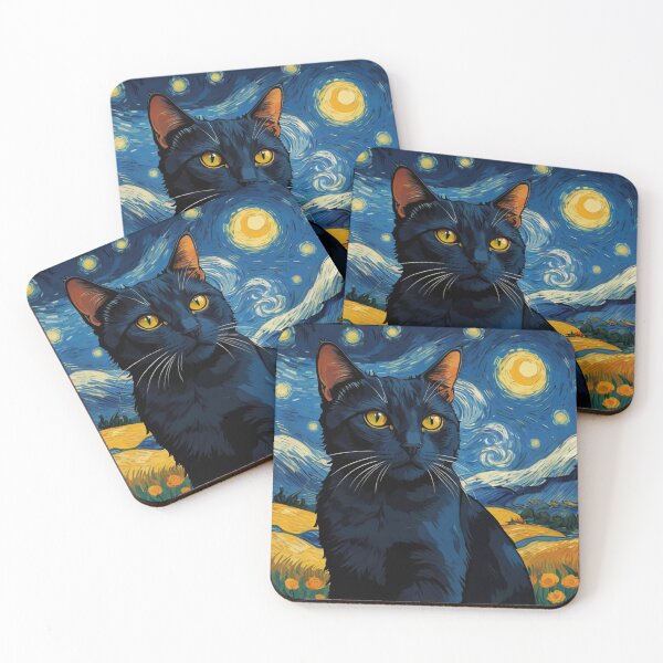 Item preview, Black Cat Van Gogh Style designed and sold by Erlin Rudho.